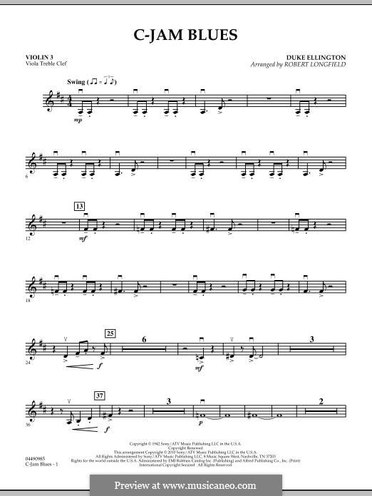 C-Jam Blues (arr. Robert Longfield): Violin 3 (Viola Treble Clef) part by Duke Ellington