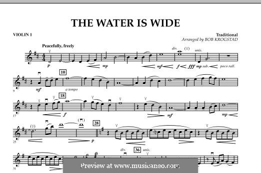 The Water is Wide (O Waly, Waly), Printable scores: Violin 1 part by folklore