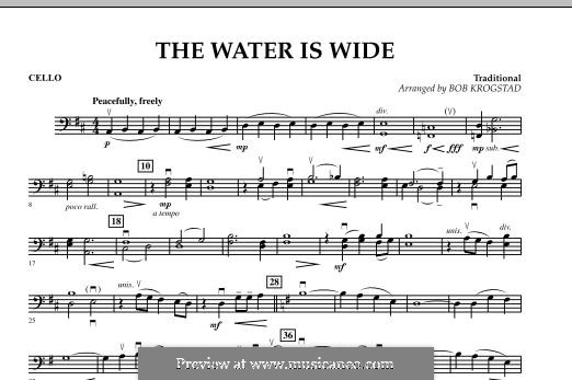 The Water is Wide (O Waly, Waly), Printable scores: Cello part by folklore