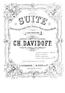 Suite for Orchestra, Op.37: Arrangement for piano four hands by Karl Julevich Davydov