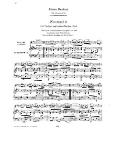 Sonata for Violin and Basso Continuo in D Major: Arrangement for violin and piano by Pietro Nardini