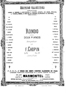 Rondo in C Major, Op.73: For two pianos four hands – piano I part by Frédéric Chopin