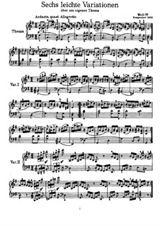 Six Variations on an Original Theme, WoO 77: For piano by Ludwig van Beethoven