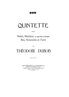 Quintet for Oboe, Strings and Piano: Full score by Théodore Dubois