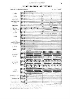 L'invitation au voyage: For voice and orchestra by Henri Duparc