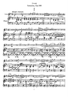 Sonatina for Violin and Piano in G Major, B.183 Op.100: Score, solo part by Antonín Dvořák