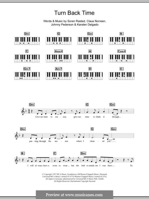 Turn Back Time (Aqua): Lyrics and chords by Claus Norreen, Johnny Pedersen, Karsten Delgado, Søren Rasted