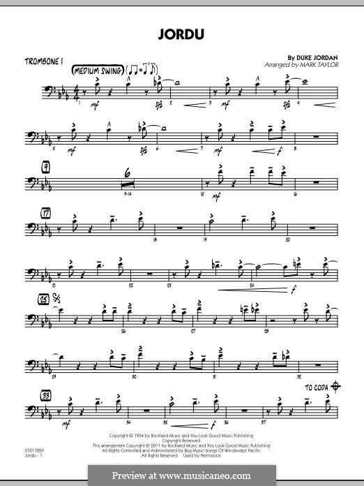 Jordu: Trombone 1 part by Duke Jordan