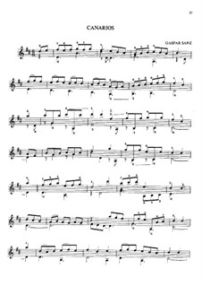Canarios: For guitar by Gaspar Sanz
