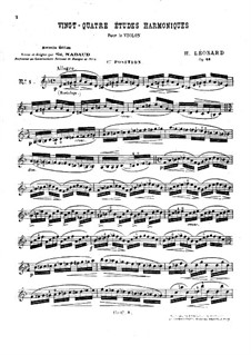 Twenty-Four Harmonic Etudes for Violin (Violin II ad libitum), Op.46: Violin I part by Hubert Léonard