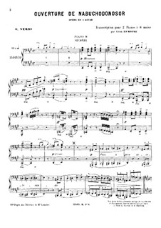 Overture: For two pianos eight hands – piano II part by Giuseppe Verdi