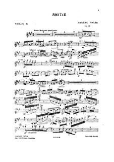 Amitié. Poem, Op.26: For two violins and piano – violin II part by Eugène Ysaÿe