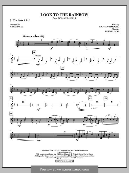 Look to the Rainbow (arr. Mark Hayes): Bb Clarinet 1, 2 part by Burton Lane