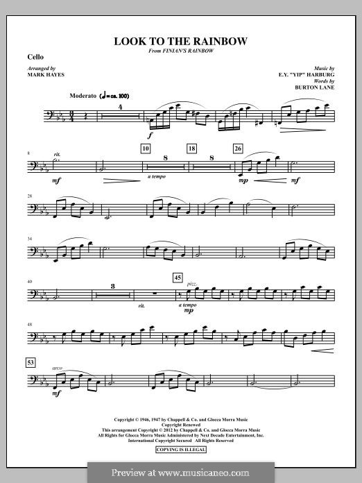 Look to the Rainbow (arr. Mark Hayes): Cello part by Burton Lane