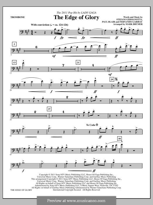 The Edge of Glory (Lady Gaga): Trombone part by Fernando Garibay, Paul Blair, Stefani Germanotta
