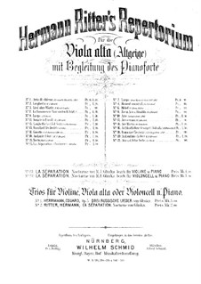 La Séparation: For violin, viola alta (or cello) and piano – full score by Mikhail Glinka