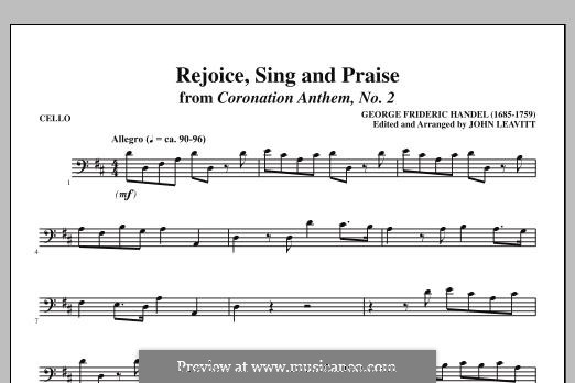 Rejoice, Sing and Praise: Cello part by Georg Friedrich Händel