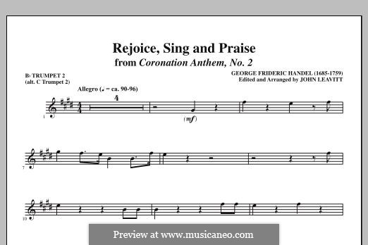 Rejoice, Sing and Praise: Bb Trumpet 2 (alt. C Tpt. 2) part by Georg Friedrich Händel