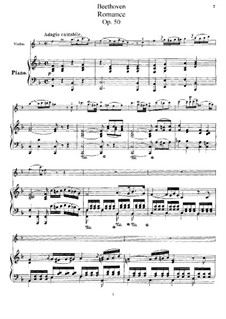 Romance for Violin and Orchestra No.2 in F Major, Op.50: Version for violin and piano by Ludwig van Beethoven