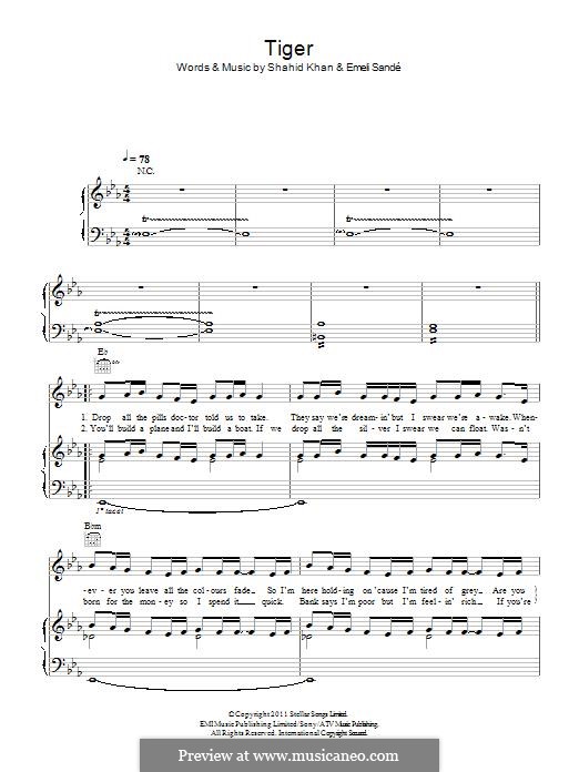 Tiger: For voice and piano (or guitar) by Emeli Sandé