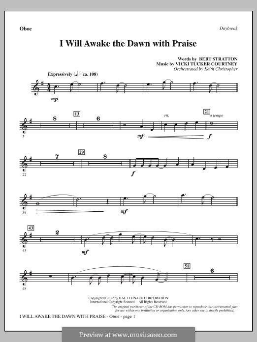 I Will Awake the Dawn with Praise: Oboe part by Vicki Tucker Courtney