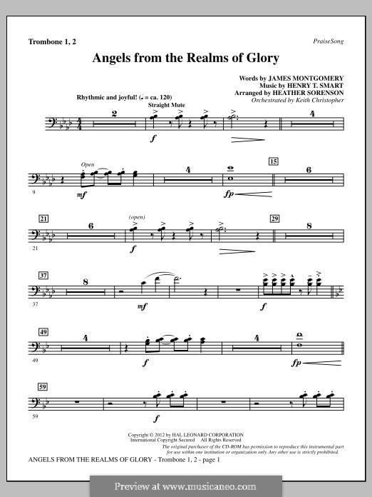 Angels, from the Realms of Glory (arr. Heather Sorenson): Trombone 1 & 2 part by Henry Smart