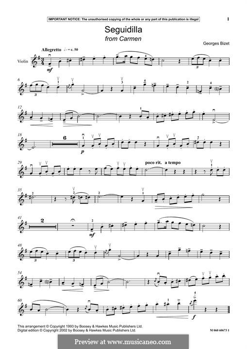 Seguedille: For violin by Georges Bizet