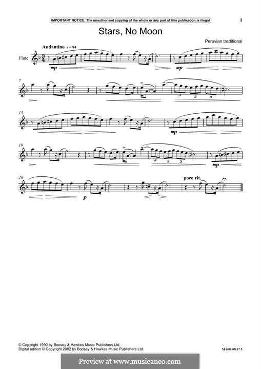 Stars, No Moon: For flute by folklore