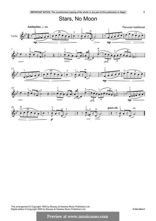 Stars, No Moon: For violin by folklore