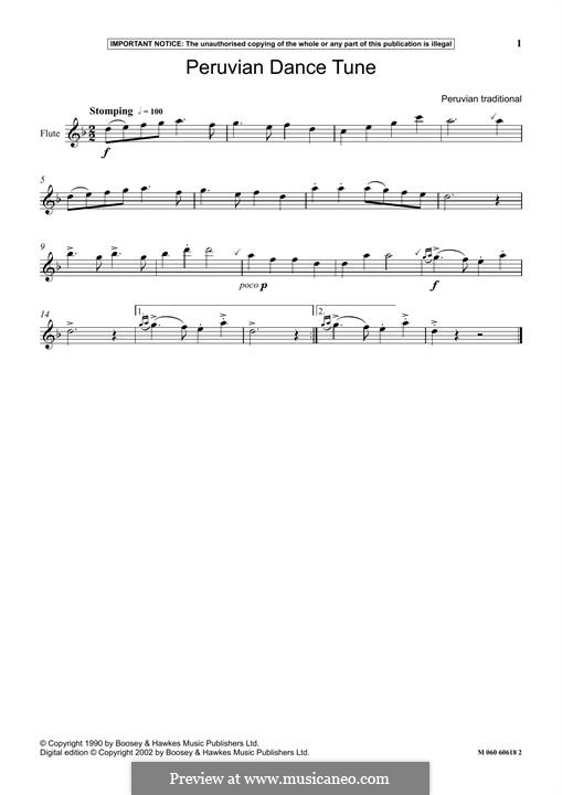 Peruvian Dance Tune by folklore - sheet music on MusicaNeo