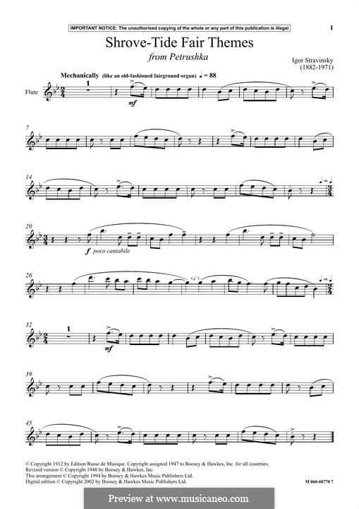 Petrushka by I. Stravinsky sheet music on MusicaNeo