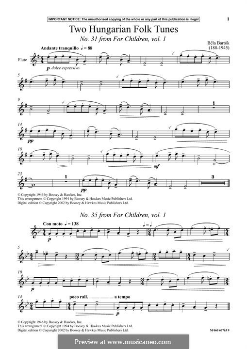 Book II: No.33, 37 for flute by Béla Bartók