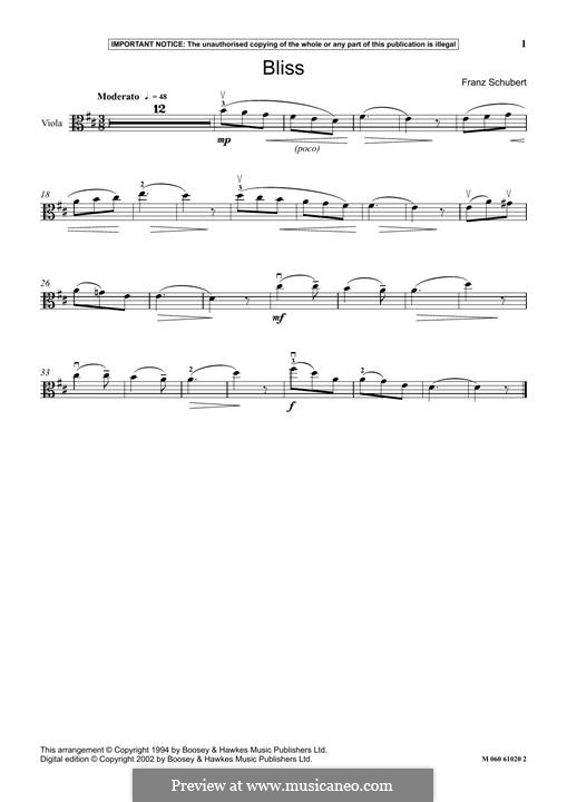 Seligkeit (Bliss), D.433: For viola by Franz Schubert