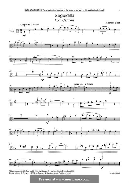 Seguedille: For viola by Georges Bizet