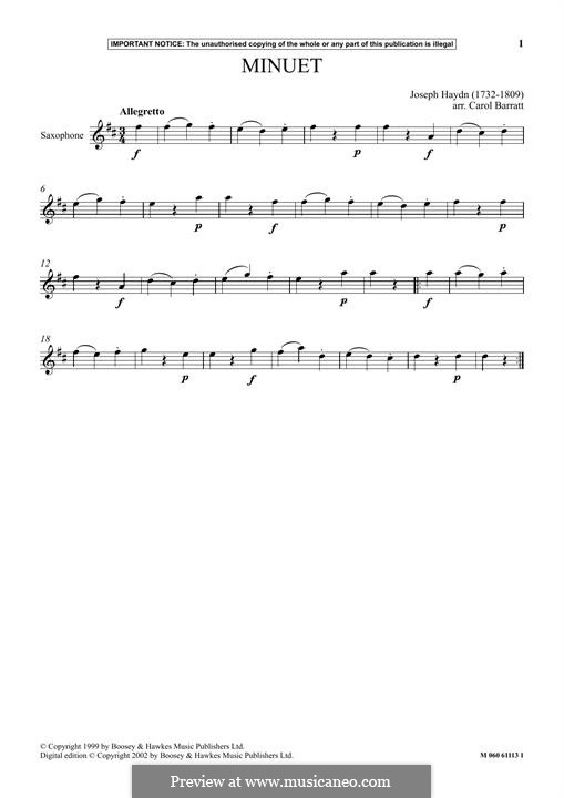 Minuet: For saxophone by Joseph Haydn