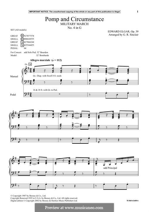 March No.4: For organ by Edward Elgar