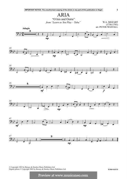 O Isis and Osiris: For tuba by Wolfgang Amadeus Mozart