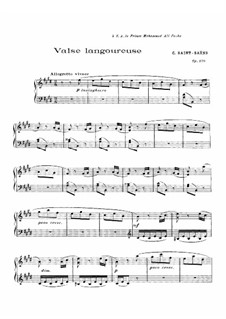 Valse langoureuse (Languid Waltz), Op.120: For piano by Camille Saint-Saëns