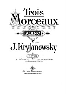 Three Pieces for Piano, Op.13: No.1 Melody by Ivan Kryzhanovsky