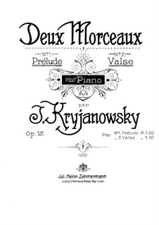 Two Pieces for Piano, Op.15: No.2 Waltz by Ivan Kryzhanovsky