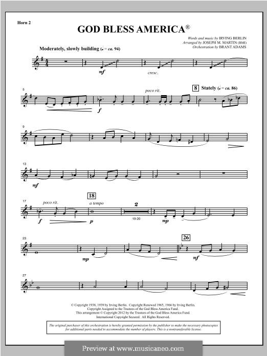 Choir Instrumental Pak version (arr. Joseph Martin): F Horn 2 part by Irving Berlin