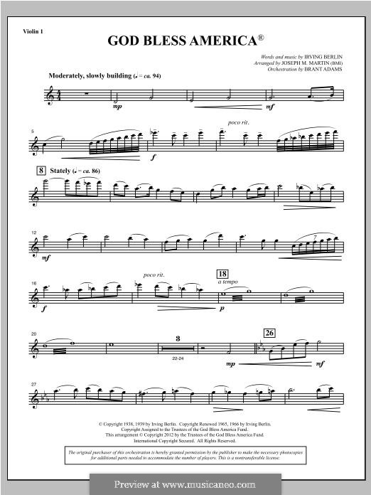 Choir Instrumental Pak version (arr. Joseph Martin): Violin 1 part by Irving Berlin