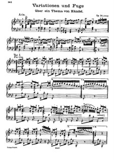 Variations and Fugue on a Theme by Handel, Op.24: For piano by Johannes Brahms