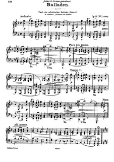 Four Ballades, Op.10: Complete set by Johannes Brahms
