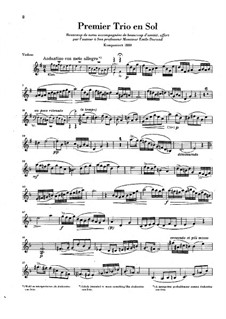 Piano Trio No.1 in G Major, L.3: Violin and cello parts by Claude Debussy