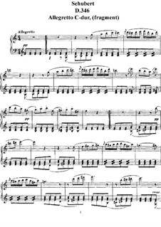 Allegretto for Piano in C Major (Fragment), D.346: For a single performer by Franz Schubert