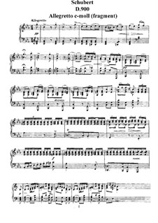 Allegretto for Piano in C Minor (Fragment), D.900: For a single performer by Franz Schubert