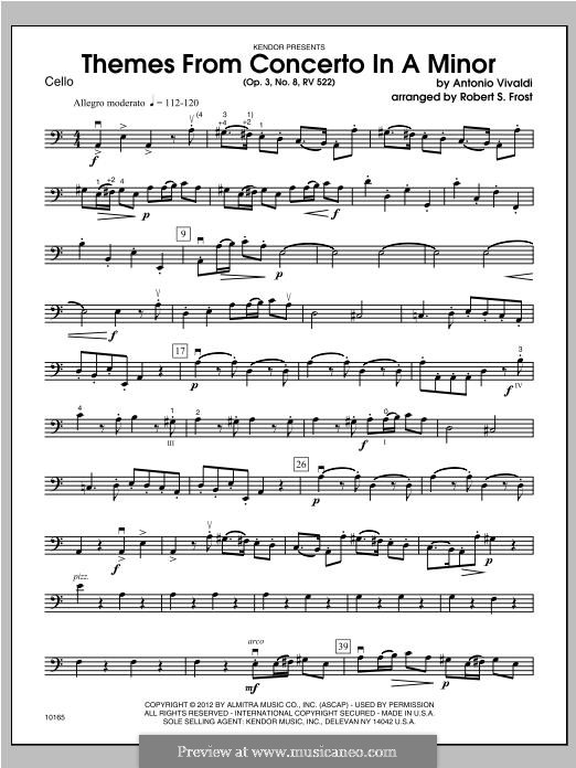 Concerto for Two Violins and Strings No.8 in A Minor, RV 522: Themes, for strings – Cello part by Antonio Vivaldi