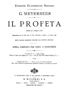 Le prophète (The Prophet): Piano-vocal score by Giacomo Meyerbeer