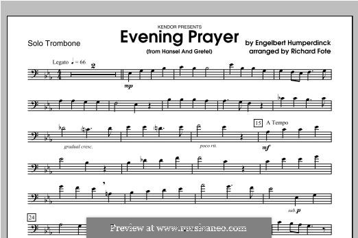 Evening Prayer: For trombone and piano – trombone part by Engelbert Humperdinck